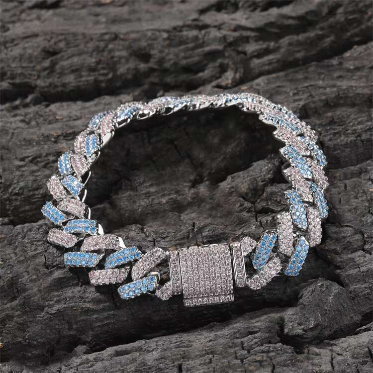 DHCollections Fashion Hip-Hop Cuban Bar Chain All-Match 13Mm Zircon-Inlaid Gold-Plated Necklace Bracelet Jewelry for Men