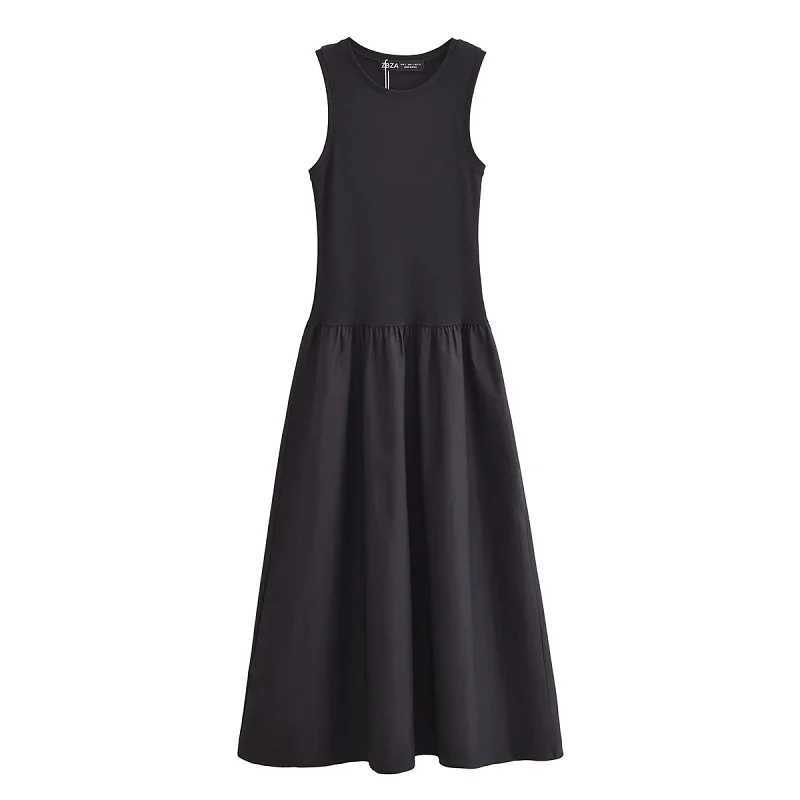 TRAF Khaki Elegant Long Dresses 2025 Womens Spring Sleeveless Black Dresses Fashion Casual Party Y2k Dress Vestidos For FemaleXJ250514