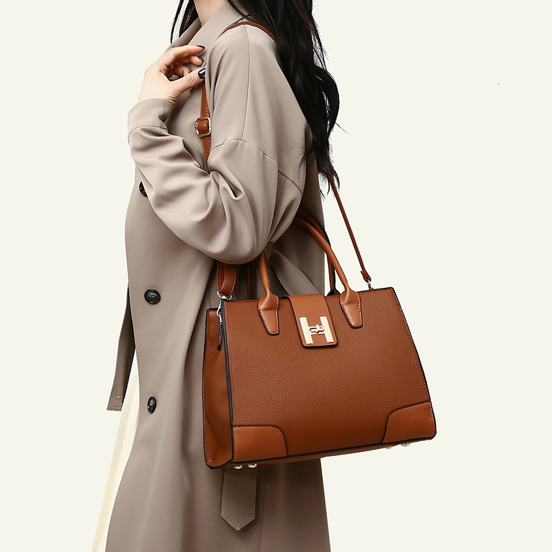 Designer Pack New Large Capacity Women S Multi Piece Set Handheld Single Shoulder Diagonal Cross Lychee Pattern Mother And Child Bag Free Shipping