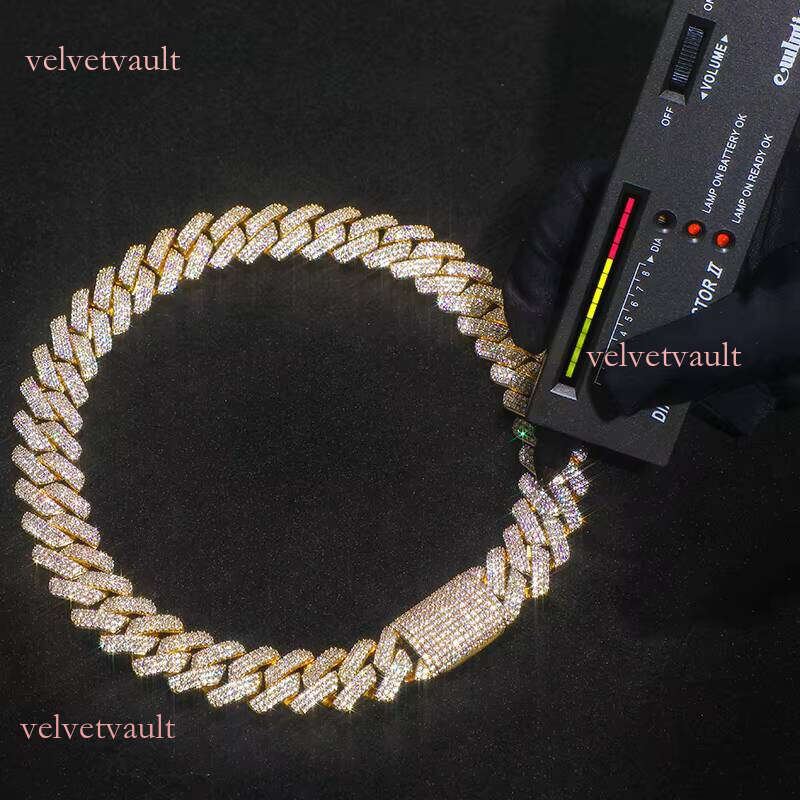 Cuban Chain Necklace Bracelet Set for Men VVS GRA Moissanite Hip Hop Style Available in Sier Gold