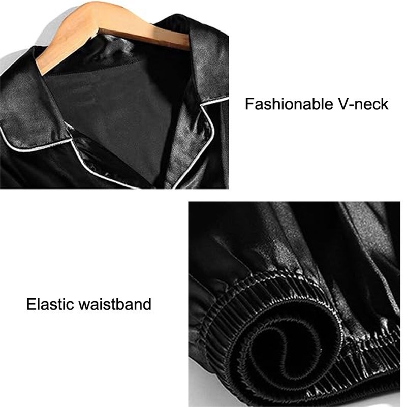 Mens sleepwear set mens winter long sleeved silk satin home plus size casual wear y250427