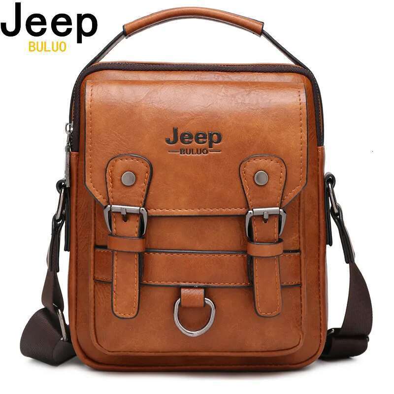 JEEP BULUO Multi-Function Business Handbags Men New Man's Shoulder Large Capacity Leather Messenger Bag Crossbody Big Brand