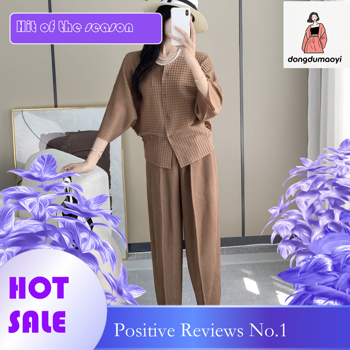 dongdumaoyi Miyake top slimming cardigan 2024 autumn new style fashionable, comfortable, casual, loose, versatile, pleated and versatile T-shirt