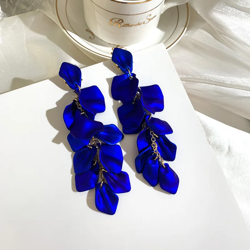 XIYANIKE Long Tassel Rose Flower Petals Dangle Earrings Women Fashion Exaggerated Pearl Zircon Drop Earrings Jewelry 250513