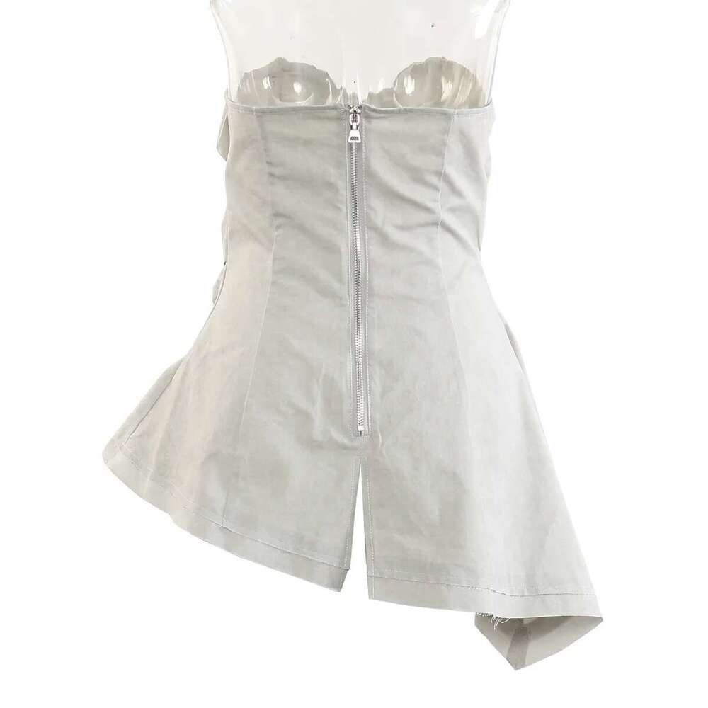 Getspring Women Tank 2025 Spring Summer New Asymmetric Design Strapless Sleeveless Backless Zipper Sexy Short Irregular Vest Top