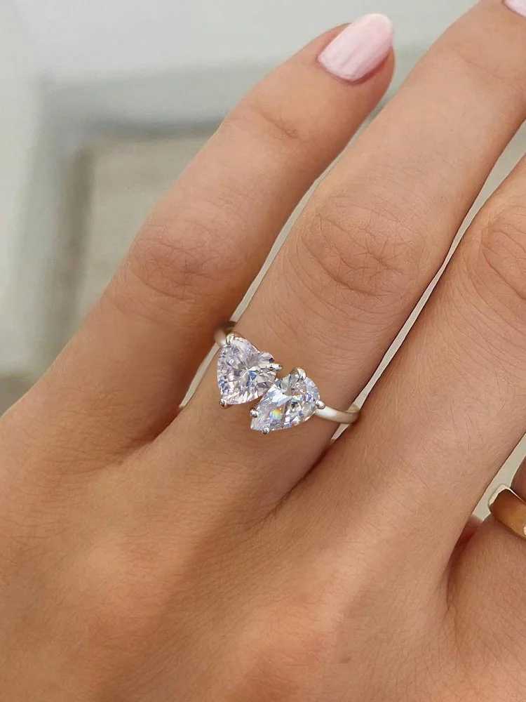 925 Sterling Silver Simplicity Classic Heart Water Drop Ring For Women Engagement Wedding Luxury High Quality Fine JewelryXJ250514