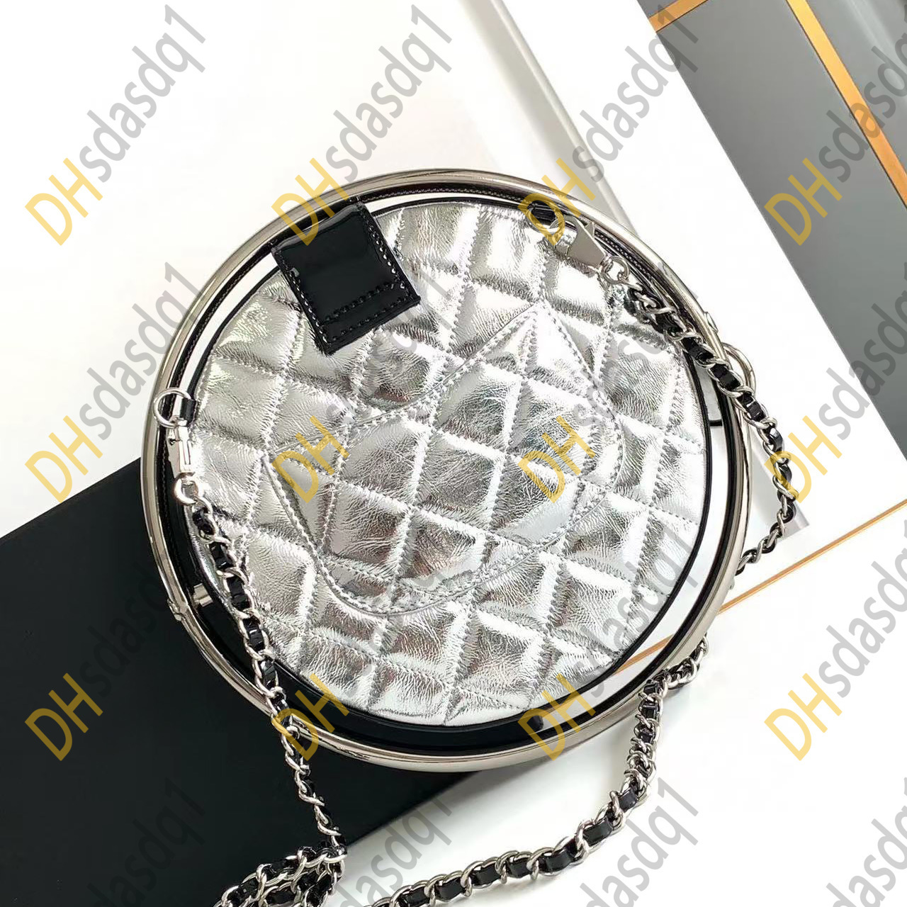 Bags 12A Mirror Quality Designer Bag Quilted Bag Designer Purse Shoulder Bag 22Cm Small Silver Purse Women Handbag Genuine Leather Crossbody Chain Bag With Box