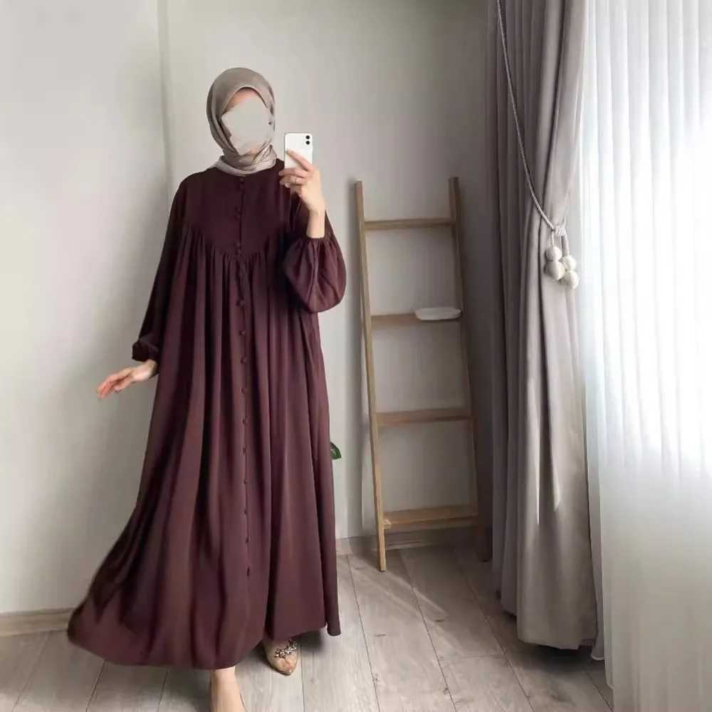 Dress Abaya Women Dress Vestidos Saudi Arab Long Robe Button Islam Dresses Ramadan Morocco Dubai Eid Muslim Abayas Kaftan 2025 X250514