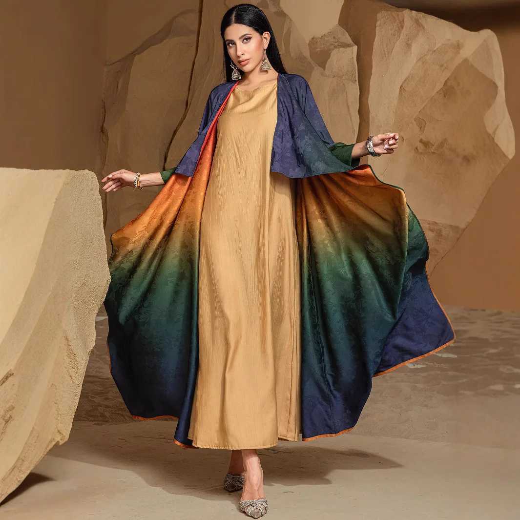 Reversible Kimono Cardigan Ramadan Dubai Abaya Gradient Color Jalabiya Eid Muslim Dresses Women Turkey Kaftan Ka Femme Robe X250514