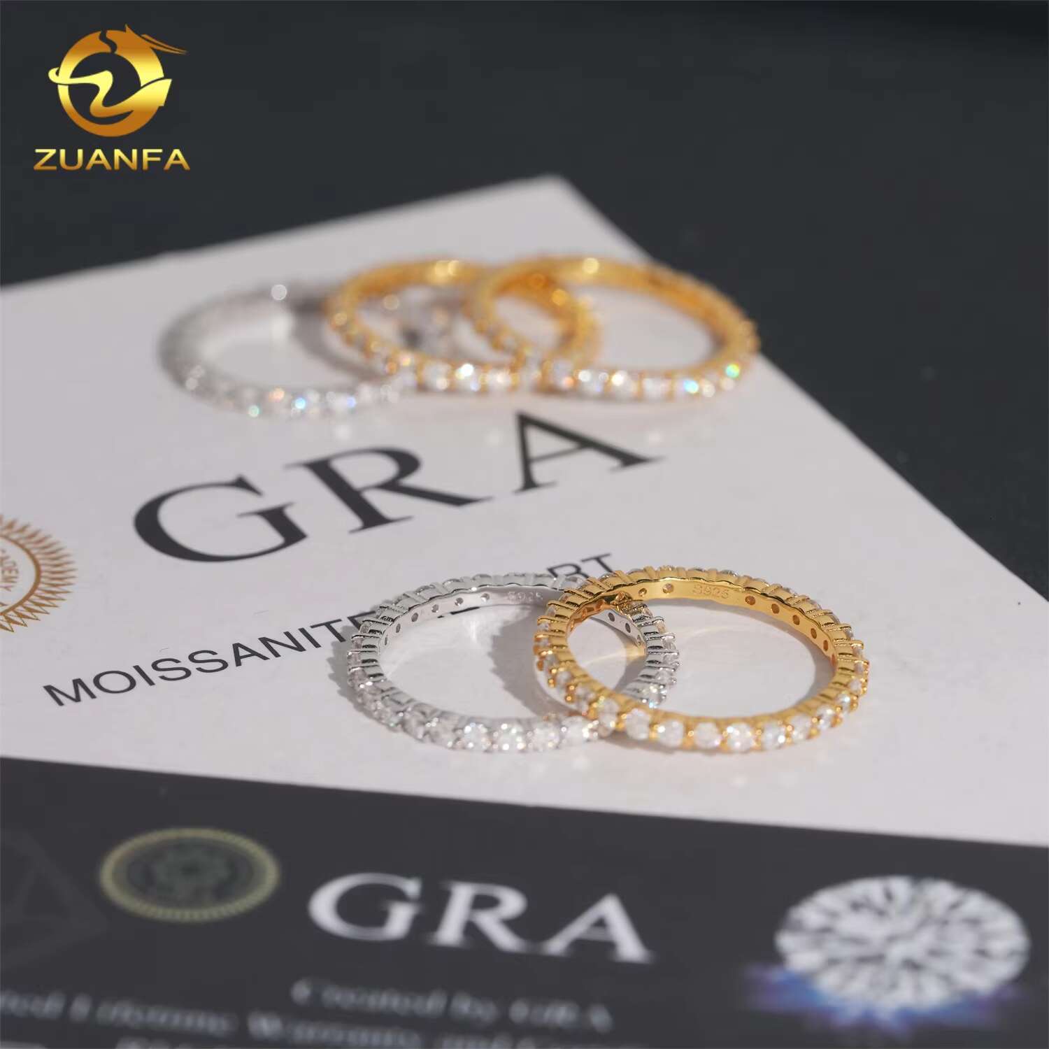 Fashion Jewelry 2mm 1 Row Moissanite Diamond Rings Eternity 925 Silver Hoop Women Men Moissanite Ring Pass Diamond Tester