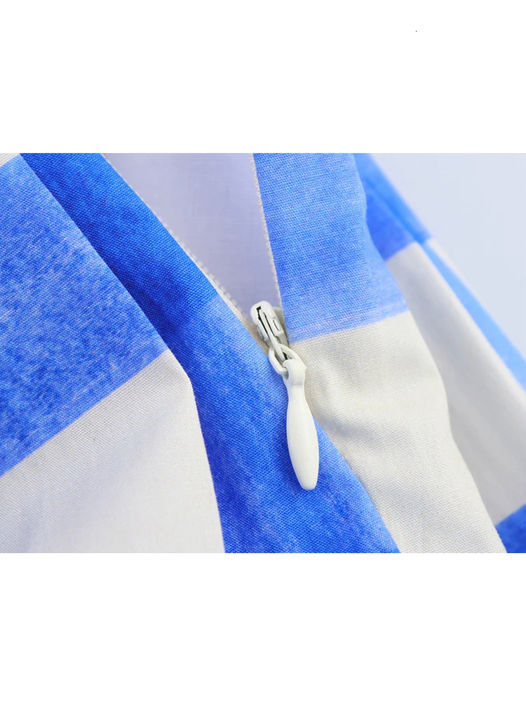 TFMLN Blue White Plaid Aline Skirt For Women Summer Lightweight High Waisted Zipper Long Female Slim Casual 250514