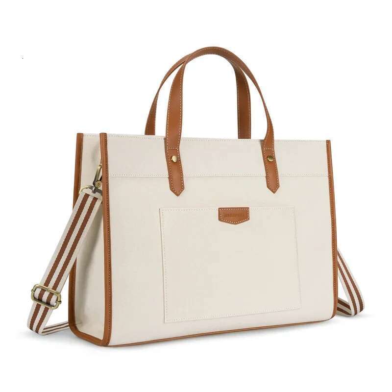 Missnine 15.6 Inch Woman Laptop Briefcase Canvas Ipad Work Shoulder Casual Tote Bag For Travel Office College