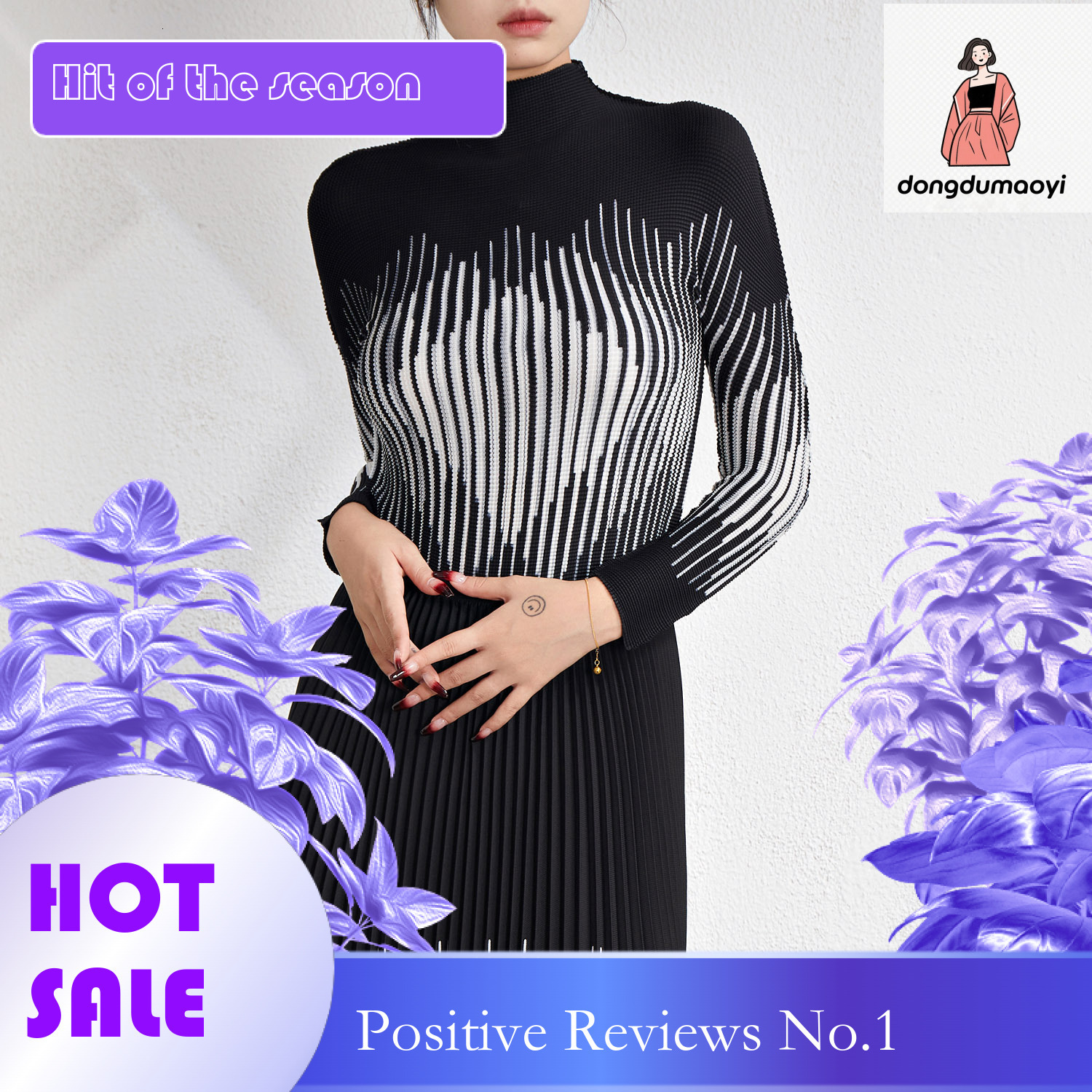 dongdumaoyi Wrinkled T-shirt base shirt, women's counter quality long sleeved top