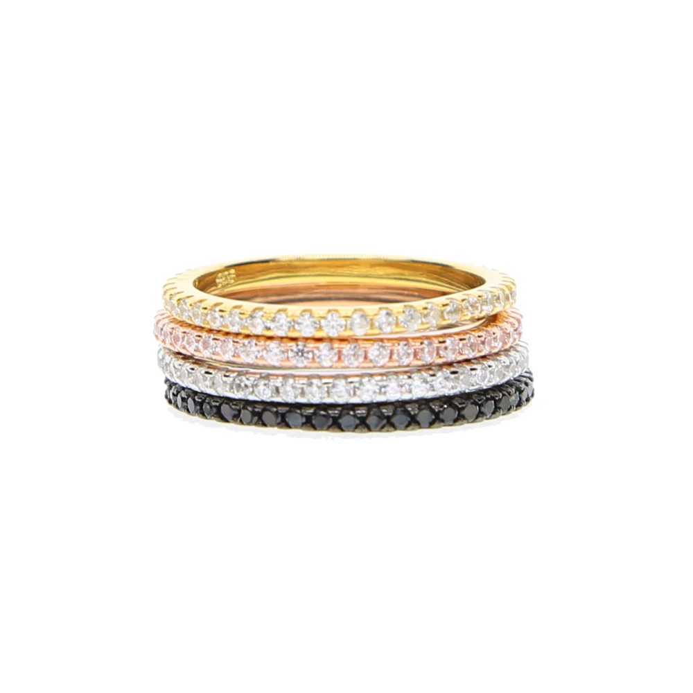 100% pure 925 sterling silver micro pave cz thin engagement band 4 colors eternity ring silver stackable ring setXJ250514