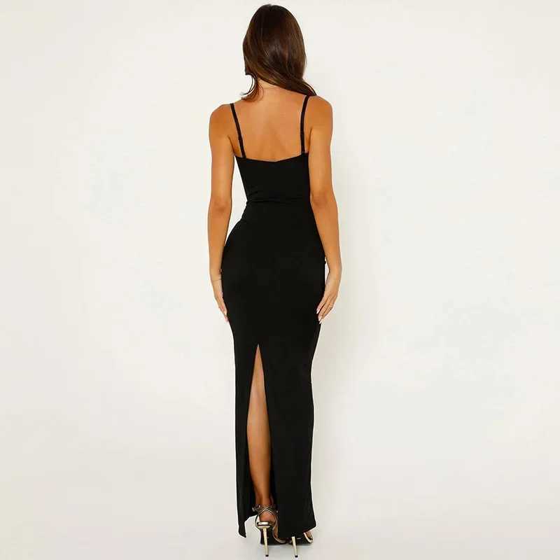 Lace Trim Sexy Backless Party Club Birthday Maxi Y2K Dress for Women Summer 2024 Sleeveless Bodycon Split Long Dresses OutfitsXJ250514