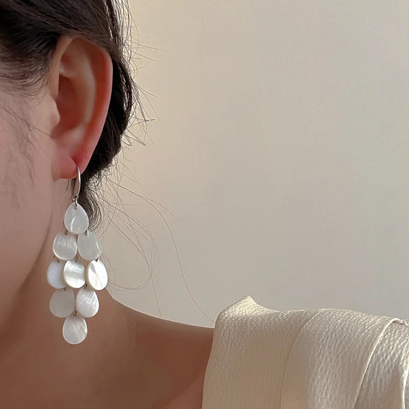 Bilandi Trendy Jewelry Multi Shell Tassel Long Dangle Earrings For Women Girl Gift Fine Ear Accessories 250514