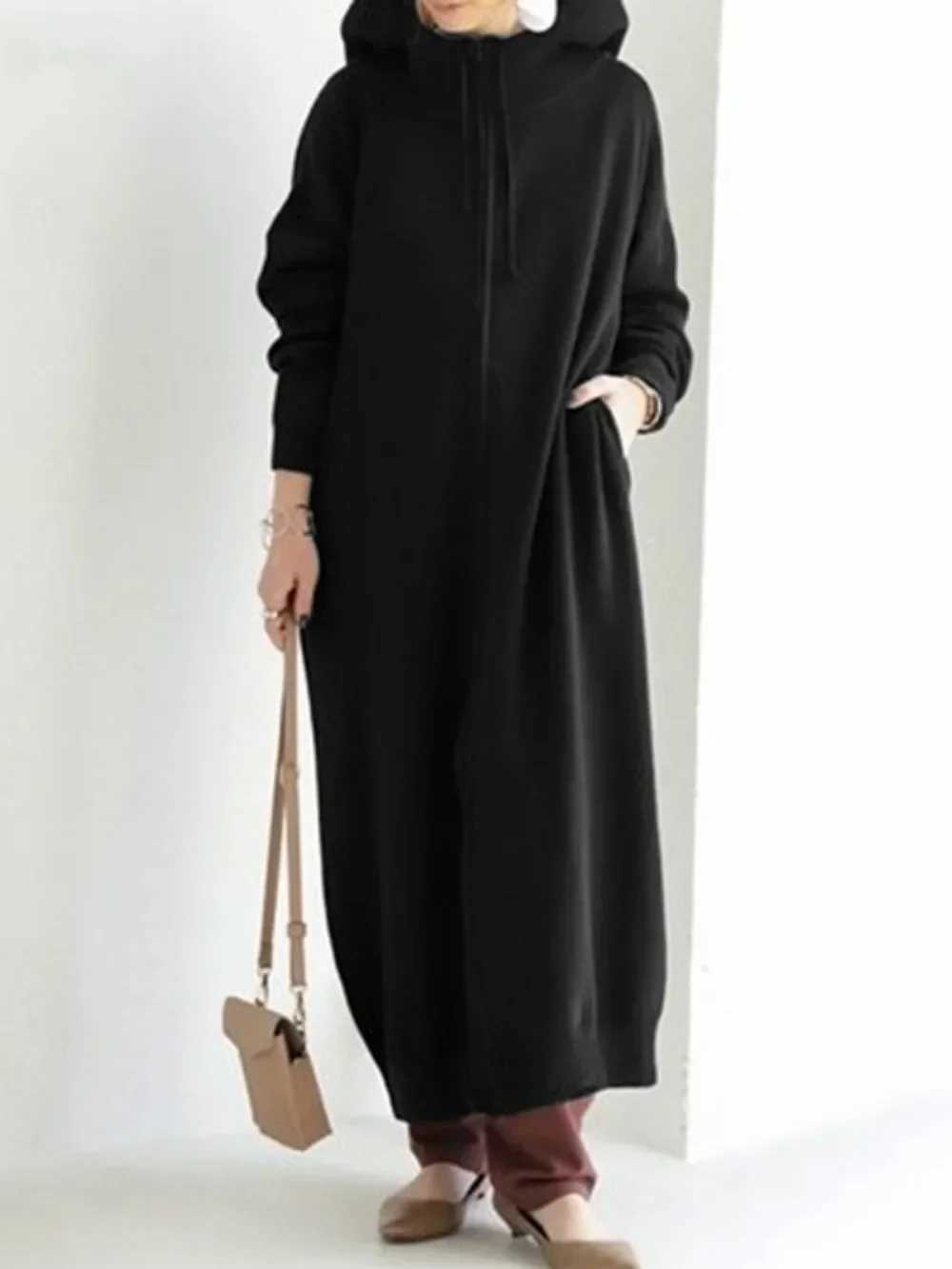 Eid Muslim Abaya for Women Dress Hoodies Sweatshirt Zipper Up Hooded Cardigan Coat Autumn Winter Causal Vestidos Long Robe 2024 X250514