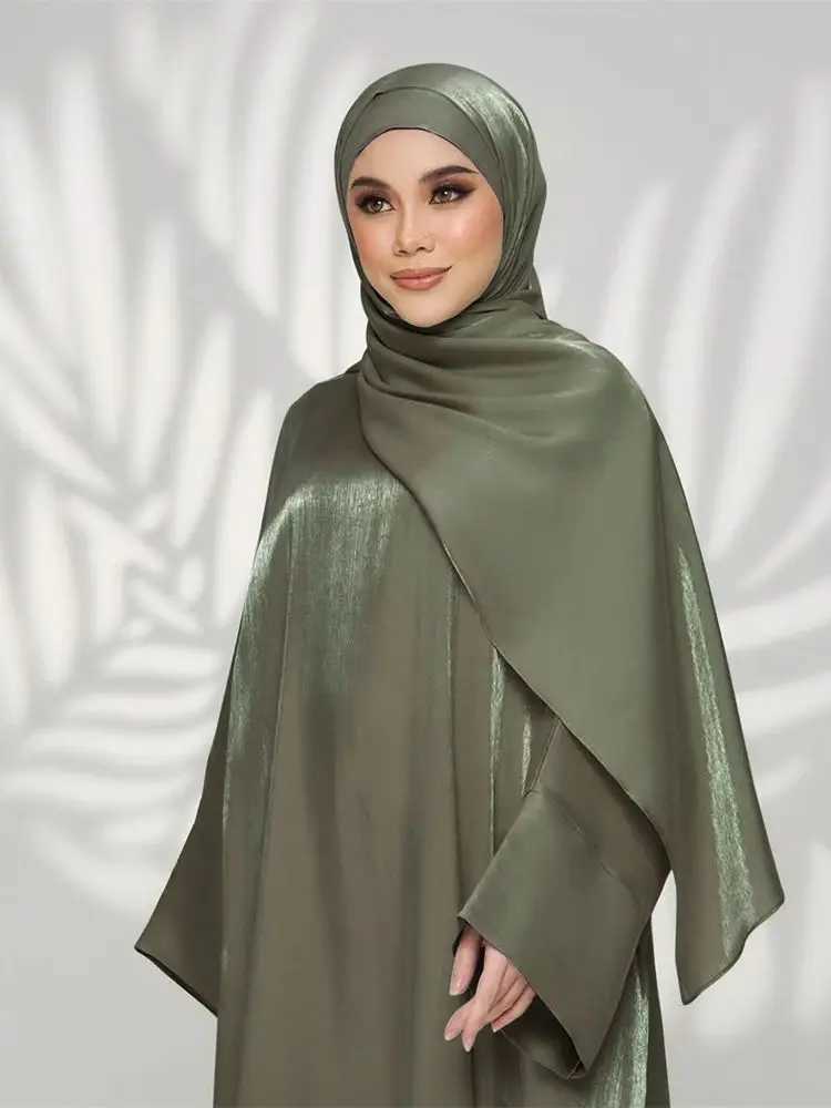 Ramadan Eid Satin Abaya Dubai Khimar Muslim Kaftan Dress Islamic African Dresses For Prayer Clothes Women Caftan Marocain Femme X250514