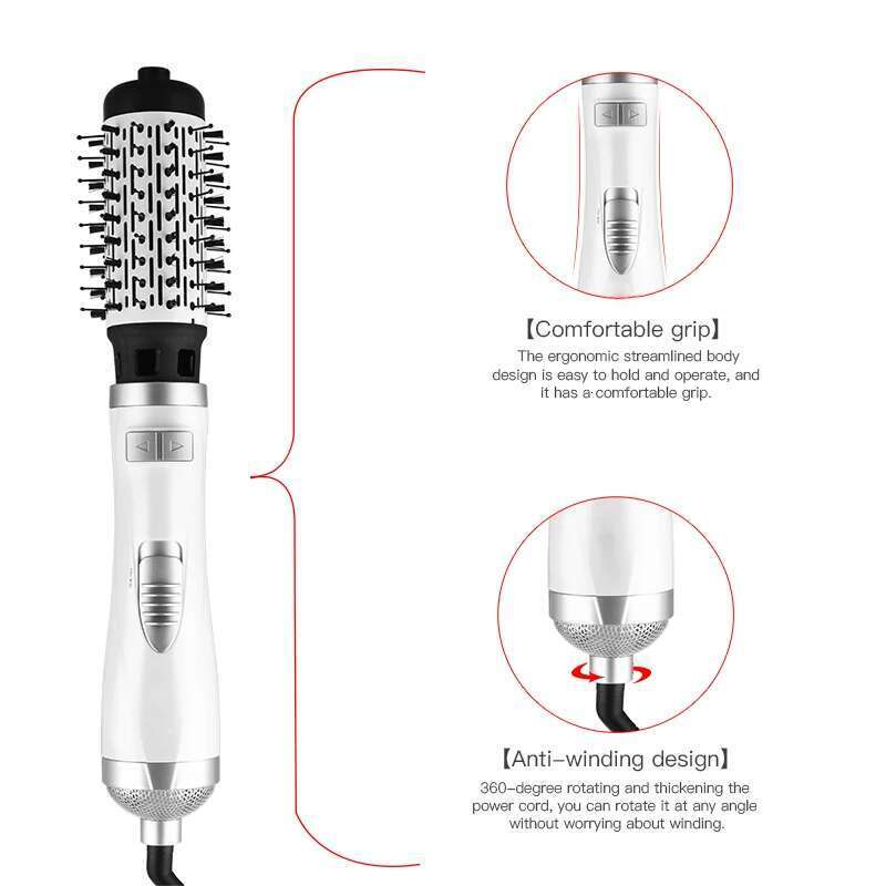2-in-1 Hot Air Spin for Styling Smoothing and Straightening Auto-rotating Ionic Round Blow Dryer Brush Volumizer