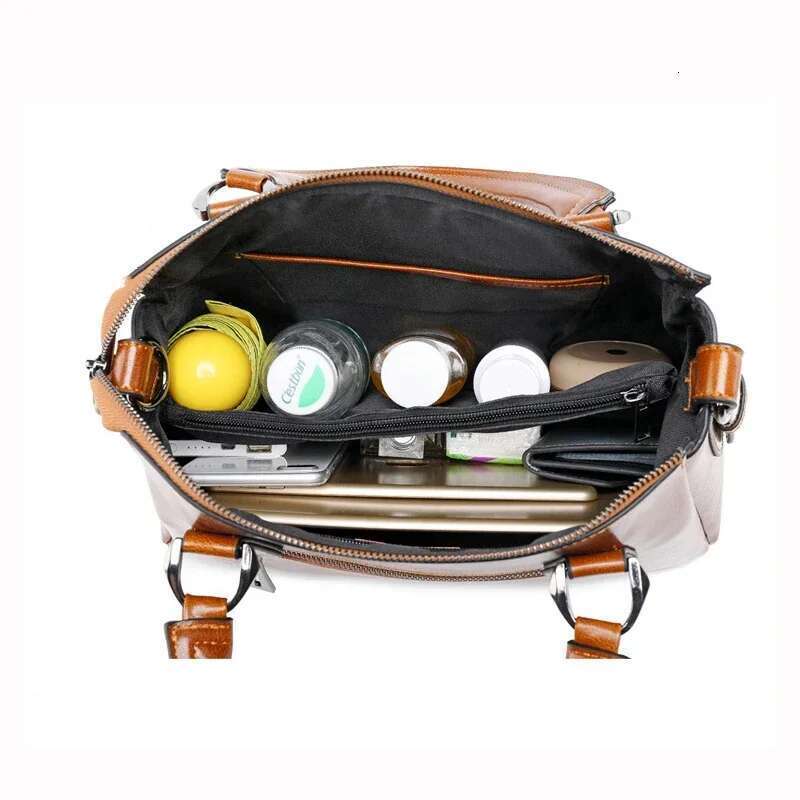 New Fashion Big Shoulder Bags For Women Top Double Handbag High Quality Genuine Split Leather Ladies Side Designer Bag