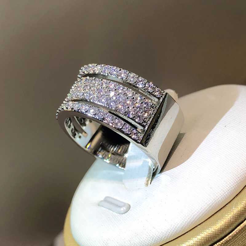 925 Sterling silver Eternity Three Rows ring Diamond cz Engagement Wedding Rings for women Men Finger Party Jewelry WholesaleXJ250514