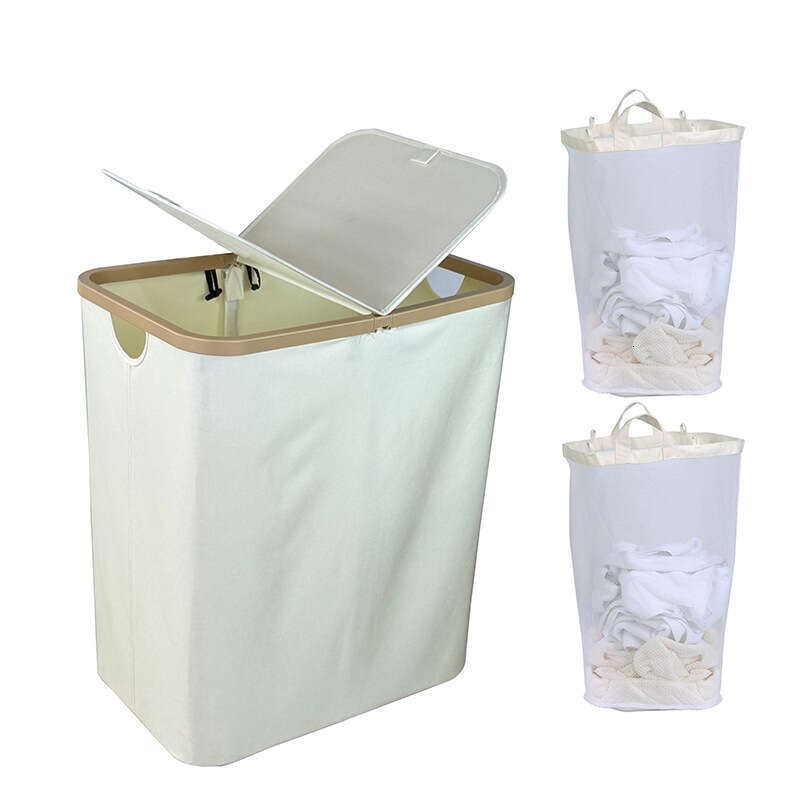 Oxford cloth double open lid dirty clothes waterproof large capacity plastic laundry beverage bottle recycling basket