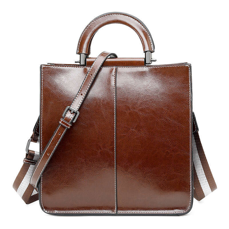 Tote Bag Oil Wax Cowhide For Women S High End Commuting Handbag New Large Capacity Single Shoulder Bag KQ