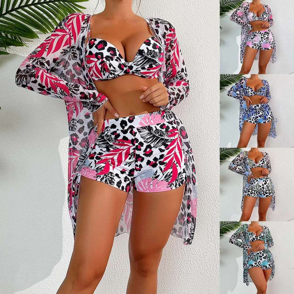 New 3Piece Bikini Sets High Waist Swimwear Women Push Up Swimsuit Biquini Cover Ups Bathing Suit Beach Wear Summer Female