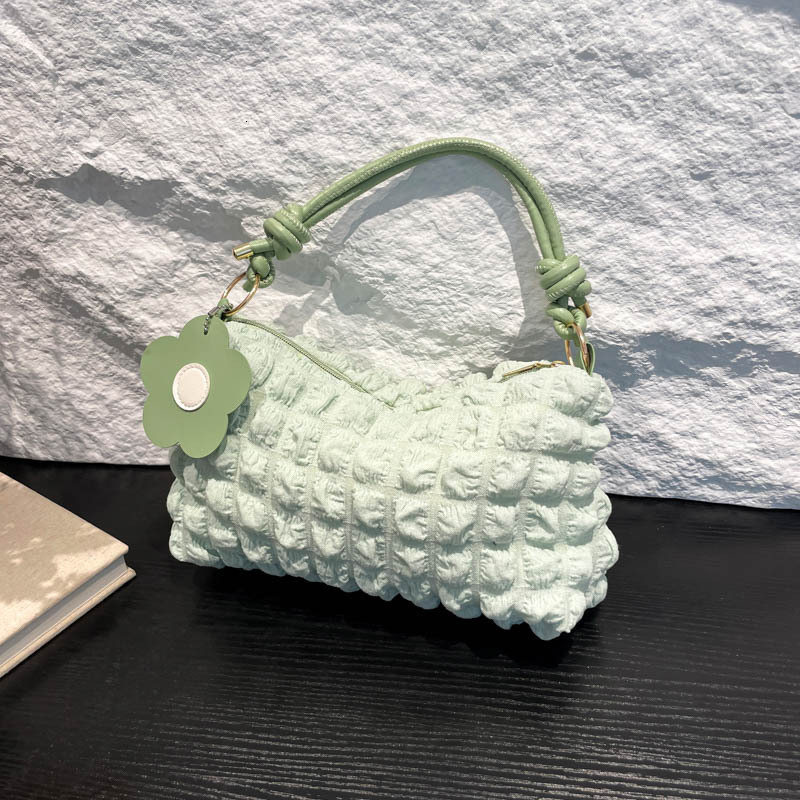 Free Delivery Designer Bag Bubble Flower Cylinder For Women 2025 Japanese And Korean Girl Texture Single Shoulder Handheld Bento Shopping Bag Luxury B