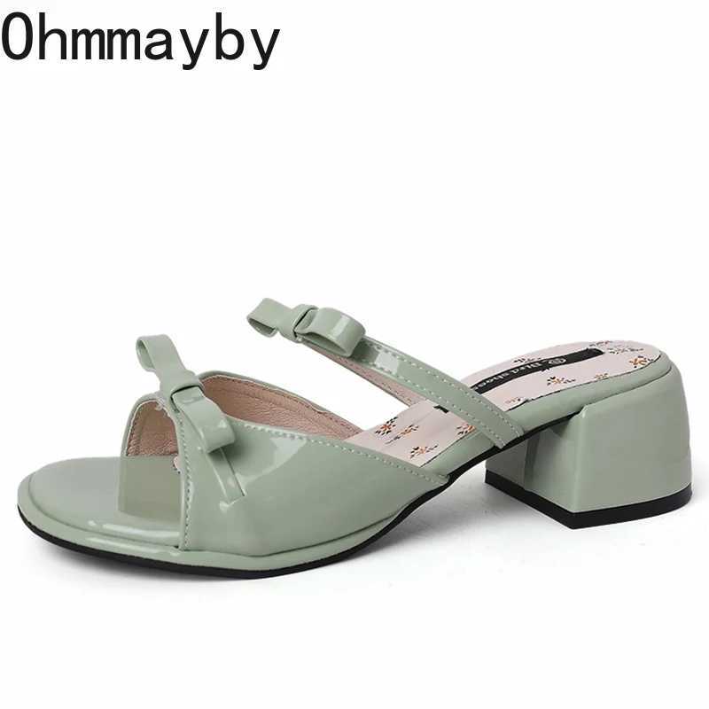 Summer Thick Heel Women Slippers Elegant Open Toe Dress Slides Ladies Concise Dancing Party Prom Shoes W250514