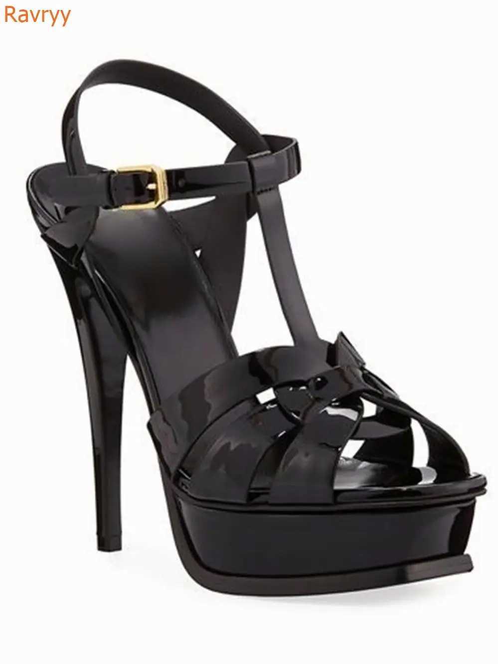 Platform Cross Strap Women Sandals Solid Peep Toe Thin High Heels Pu Slingback Ankle Strap Summer Sandals Fashion Party Shoes W250514