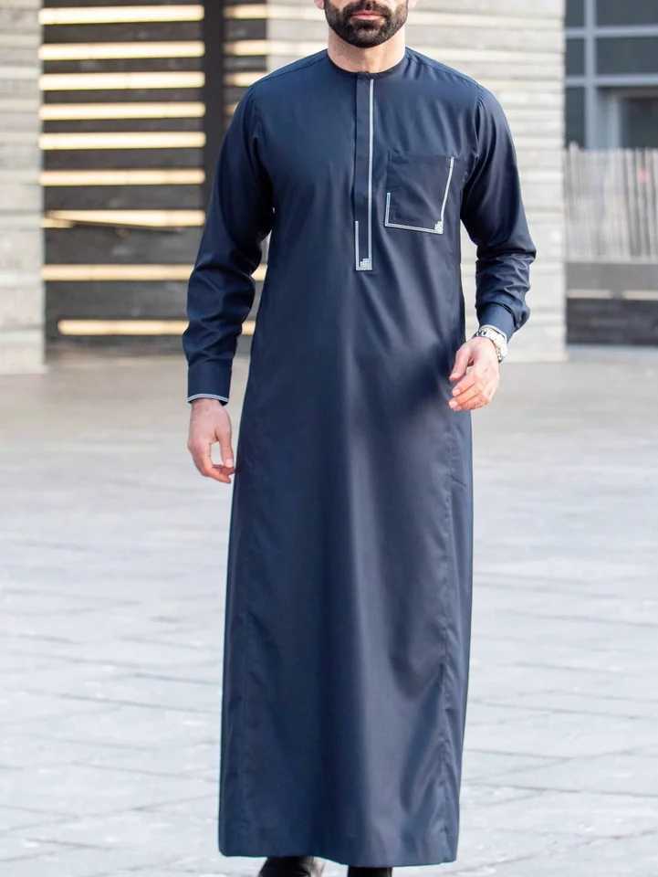 Luxury mens Muslim Long Sleeve Embroidered garment Embroidery New long sleeve Islamic kaftan X250514