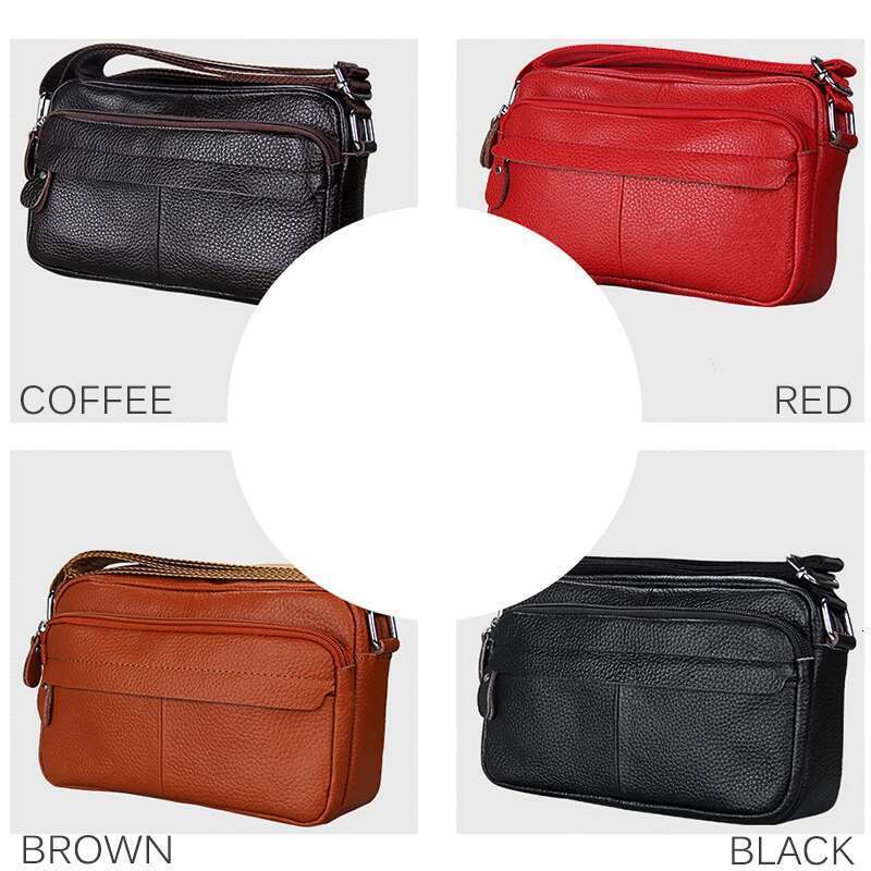 Genuine Cow Leather Women Handbags Single Shoulder Zipper Messenger Bags Soft Phone Pocket High Quality Crossbody Female Bag