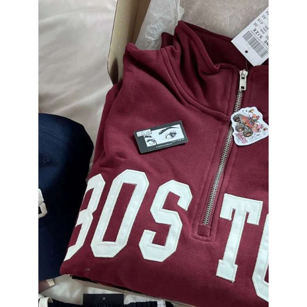 Bear Embroidery Half Zip-Up Sweatshirt Woman Autumn Long Sleeve Turn Down Collar Sweatshirts Vintage Streetwear Y2k Pullover Top Designer