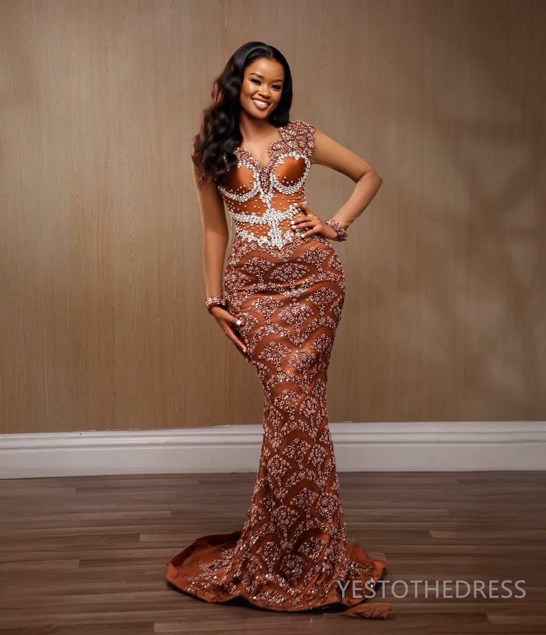 2025 Aso Ebi Prom Dress Mermaid Prom Dresses Evening Formal Gowns Sheer Neck Short Sleeves Beaded Lace Birthday Dress Second Reception Gowns For Black