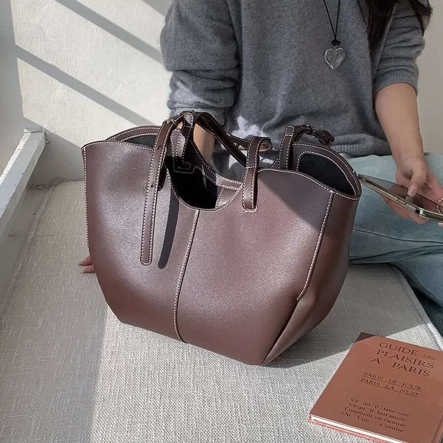 Vintage Women Handbag Large Capacity Portable Shopping Shoulder PU Leather Ladies Commuter Underarm Totes Bag bolsa