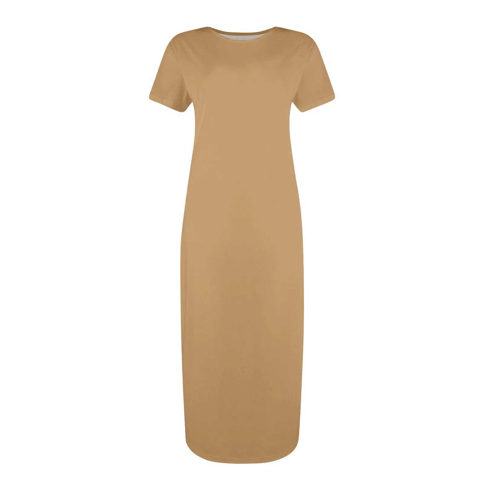 Womens Fashion Casual long dress Summer Dresses Solid Color Round Neck Short Sleeve Classic Dress Available in multiple colorsXJ250514