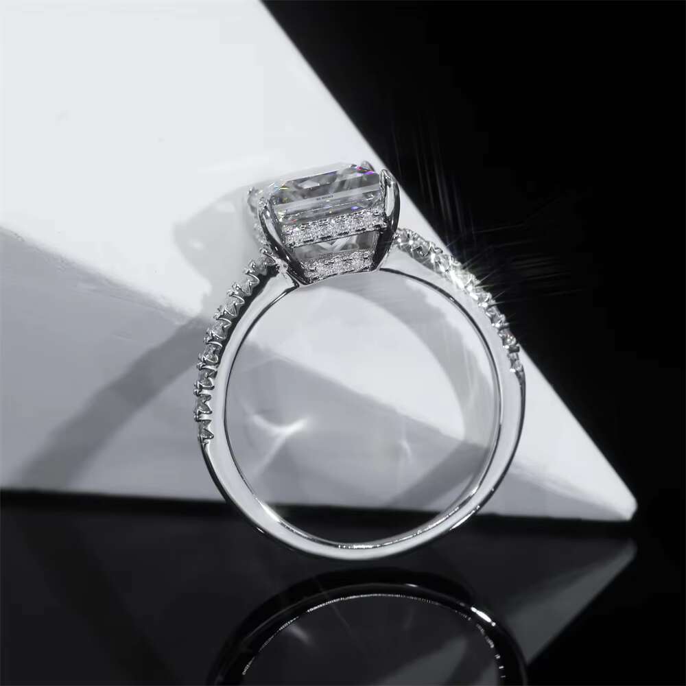 Luxury Fine Jewelry Princess Cut 3CT DEF VVS White Moissanite 9K 14K 18K Solitaire Diamond Engagement Wedding Gold Ring