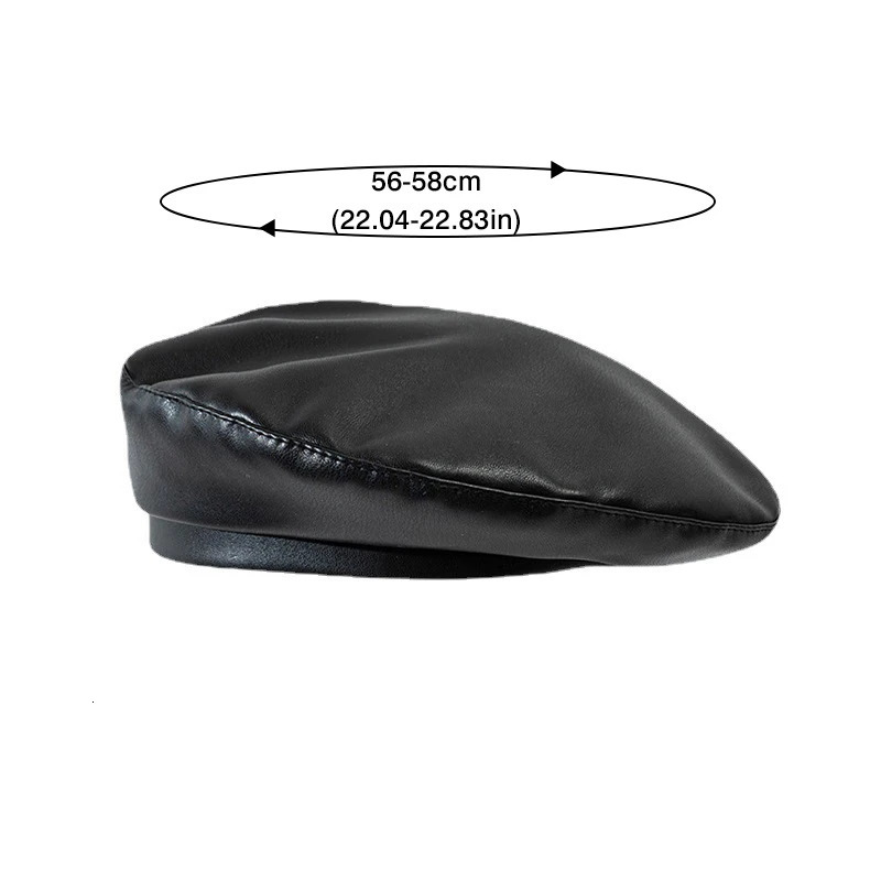 Women Girl Beret Hat French Retro Artist Beanie Hat Elegant Solid Color PU Leather Lady Painter Cap Spring Autumn Lady Berets 250514
