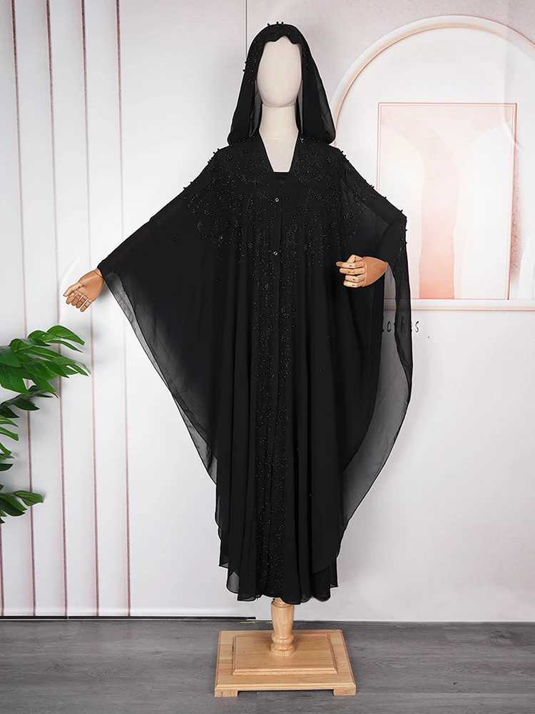 Abaya Femme Musulman Dubai Turkey Black Kaftan Long Slve Chiffon Hooded Dresses Wedding Party Prom Evening Gown Islamic Sets X250514