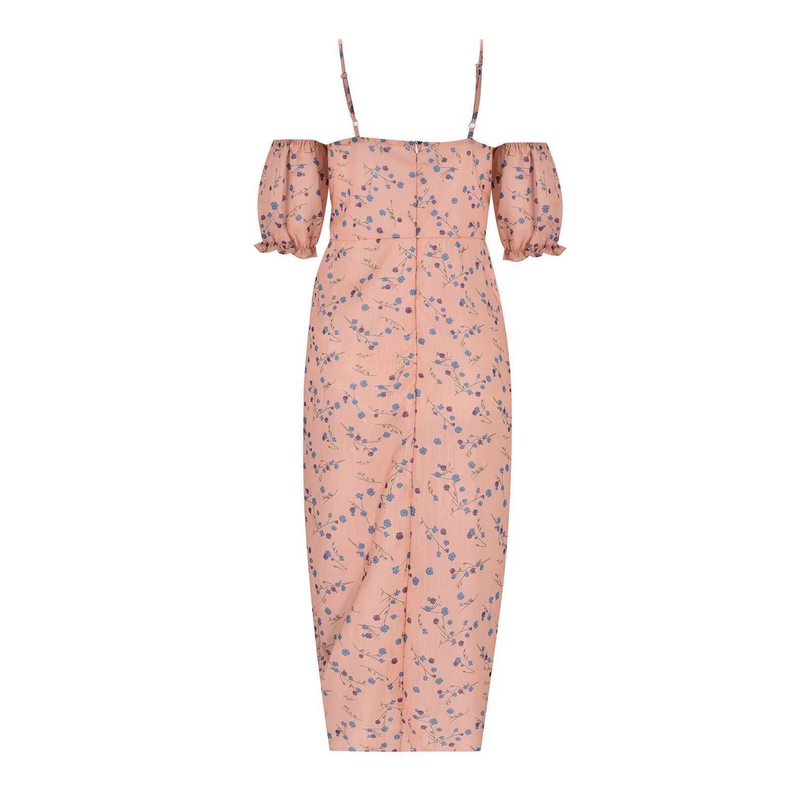 Womens Floral Print Casual Dresses High Waist Wrap Chest Corset Irregular Hem Long Maxi Dresses Elegant Boho Birthday DressXJ250514