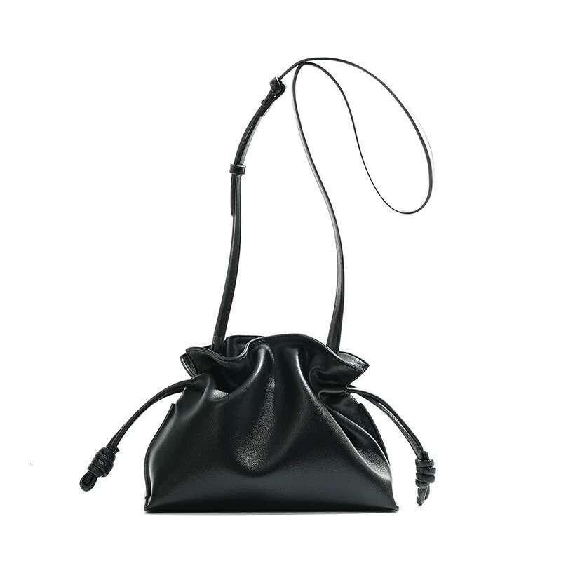 Autumn and winter classic Flamenco fashion lucky cloud genuine leather drawstring shoulder crossbody bucket bag for wome