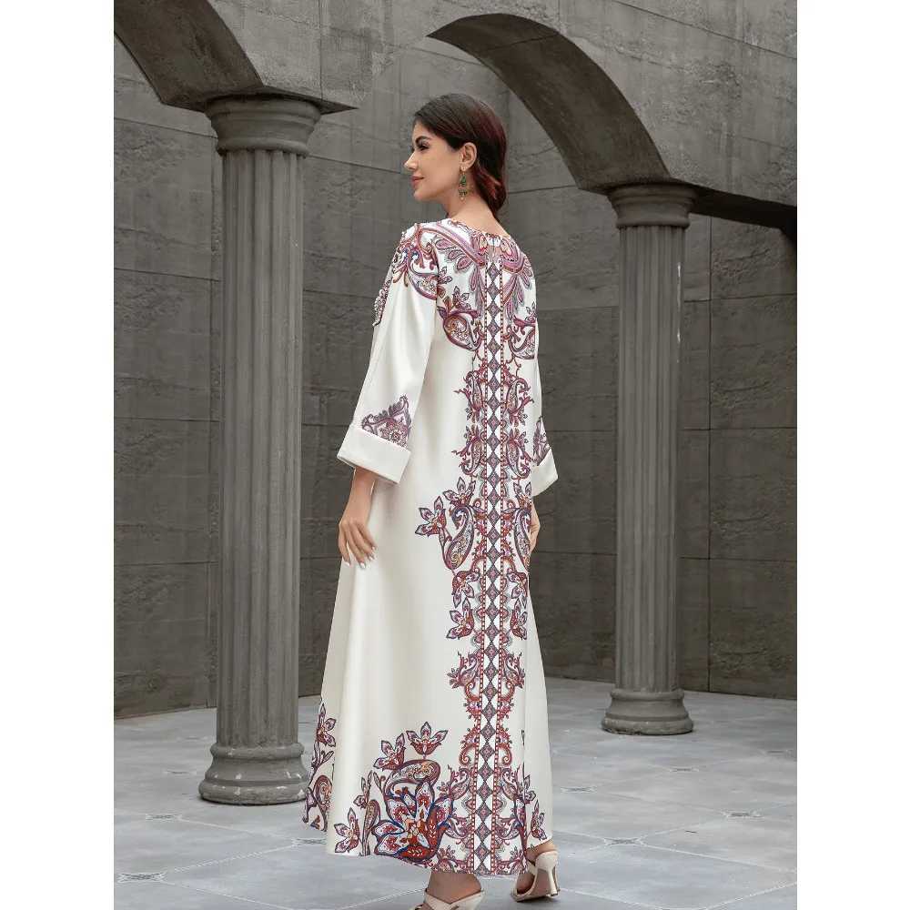 2025 Eid Muslim Abaya Beading Party Dress for Women Ramadan Abaya Long Dress Print Morocco Kaftan Vestidos Dubai Robe Jalabiya X250514