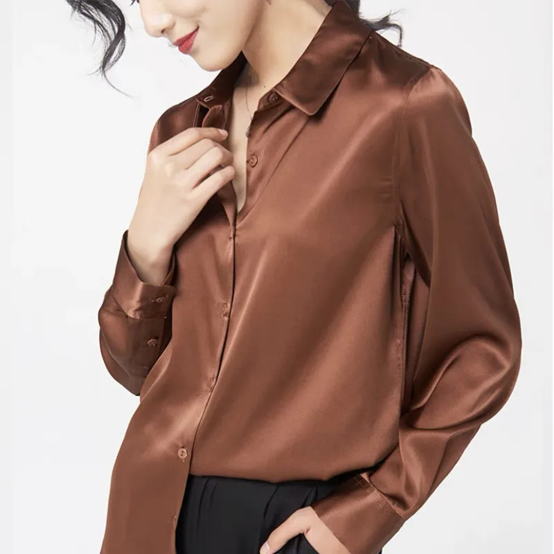 Burgundy Silk Satin Shirt Women Elegant Vintage Loose Office Button Shirts Women Fashion Casual Long Sleeve Blouses Tops 250513