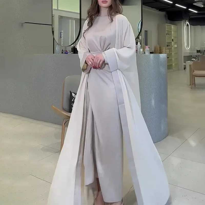 Ramadan Eid Abaya Dress for Women 2 Piece Set Women Dubai Saudi Islam Morocco Kaftan Party Long Robe Open Abayas Vestidos X250514