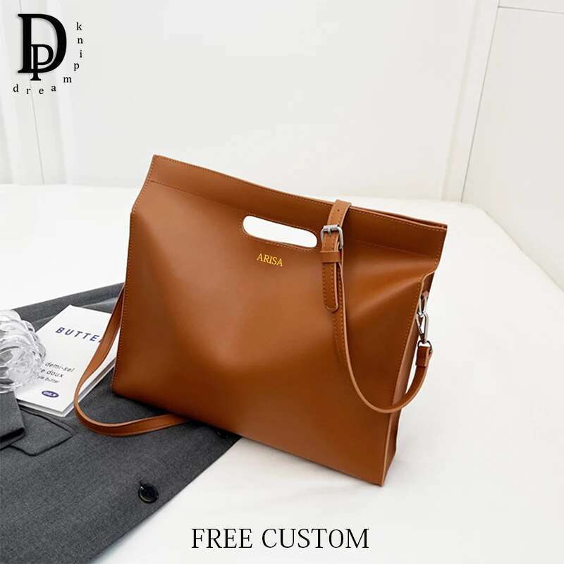 Design Fashion Laptop Bag For Woman Custom Name Business Office Daily Cross Body Briefcase Leather Large Capacity Handbag
