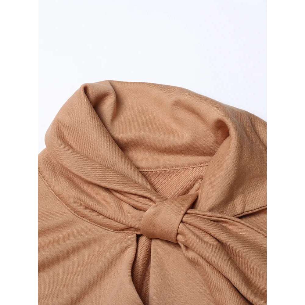 Minimalist Loose Hollow Out Sweatshirt For Women Scarf Collar Long Sleeve Autumn Casual Solid Sweatshirts Female 2024 Designer
