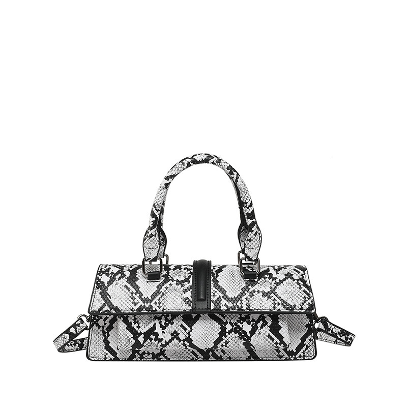 Designer Pack Handheld Small Square Female Trend Niche Design Texture French Stick Bag Western Style Snake Pattern Single Shoulder Crossbody Bag Free 