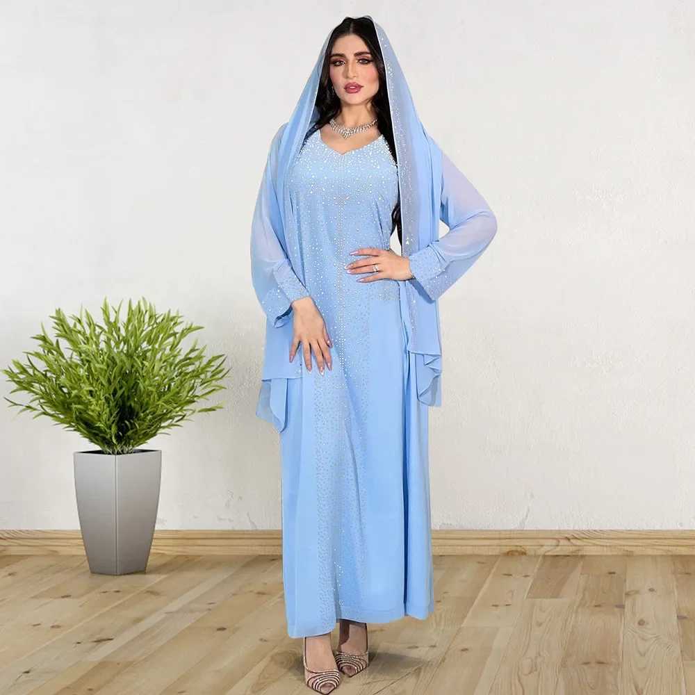 Eid Party Dresses for Women Diamonds Jalabiya Muslim Abaya Dubai Turkey Kaftan Islamic Clothing Ramadan Morocco Abayas Dress New X250514