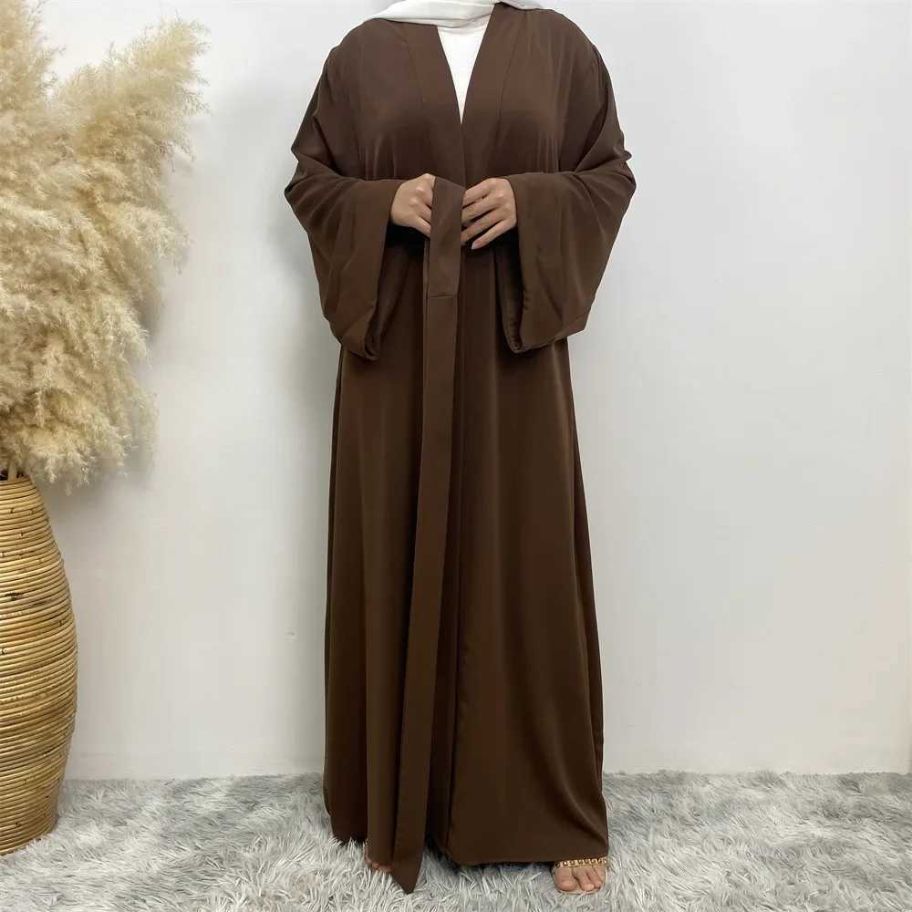 Eid Abaya Open Cardigan Muslim Women Long Slve Maxi Dress Turkey Kaftan Arab Gown Belt Kimono Dubai Ramadan Islam Arabic Robes X250514